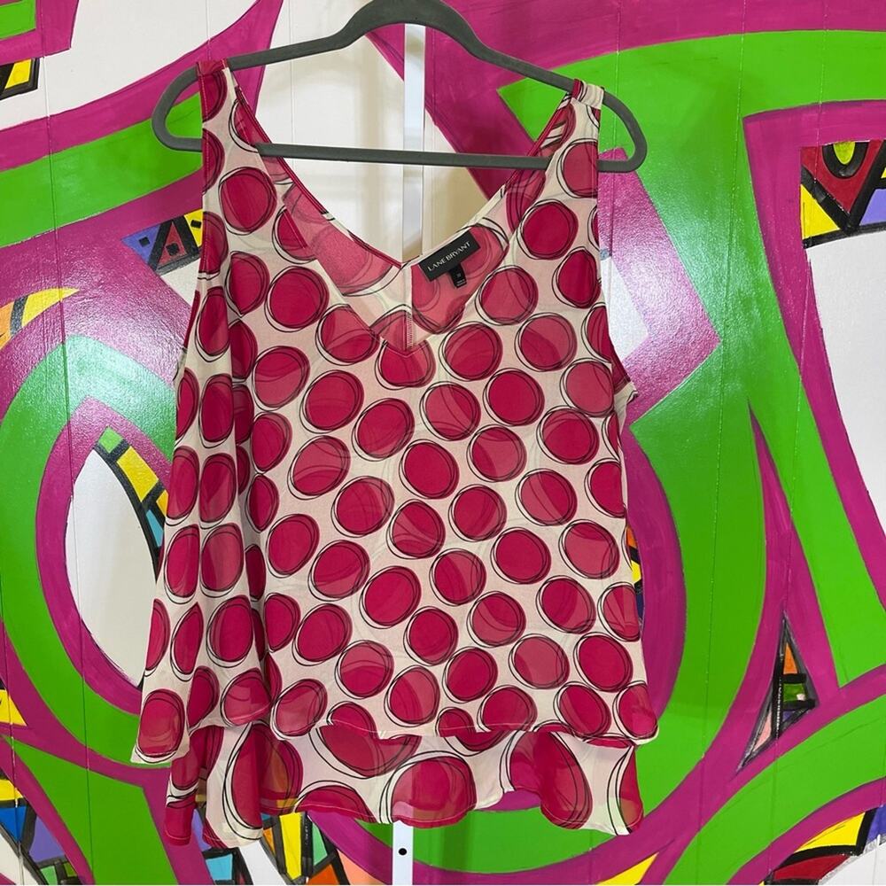 Lane Bryant, Layered Polka Dot Sleeveless Blouse. Size 22. In excellent cond!
